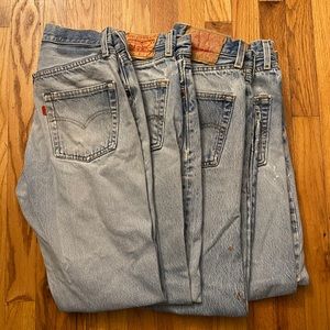 4 pairs of Vintage MEN’S Distressed Levi’s Denim Jeans. Size 29/32